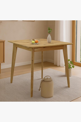 Tömör tölgyfa étkezőasztal 80x80 cm, természetes olajozott felület